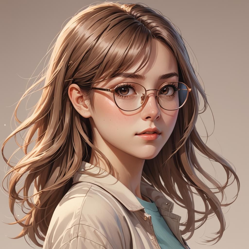 Anime Girl Portrait in Pastel Colors