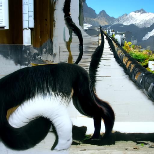 Detailed Matte Painting of a Multi-Tailed Cat