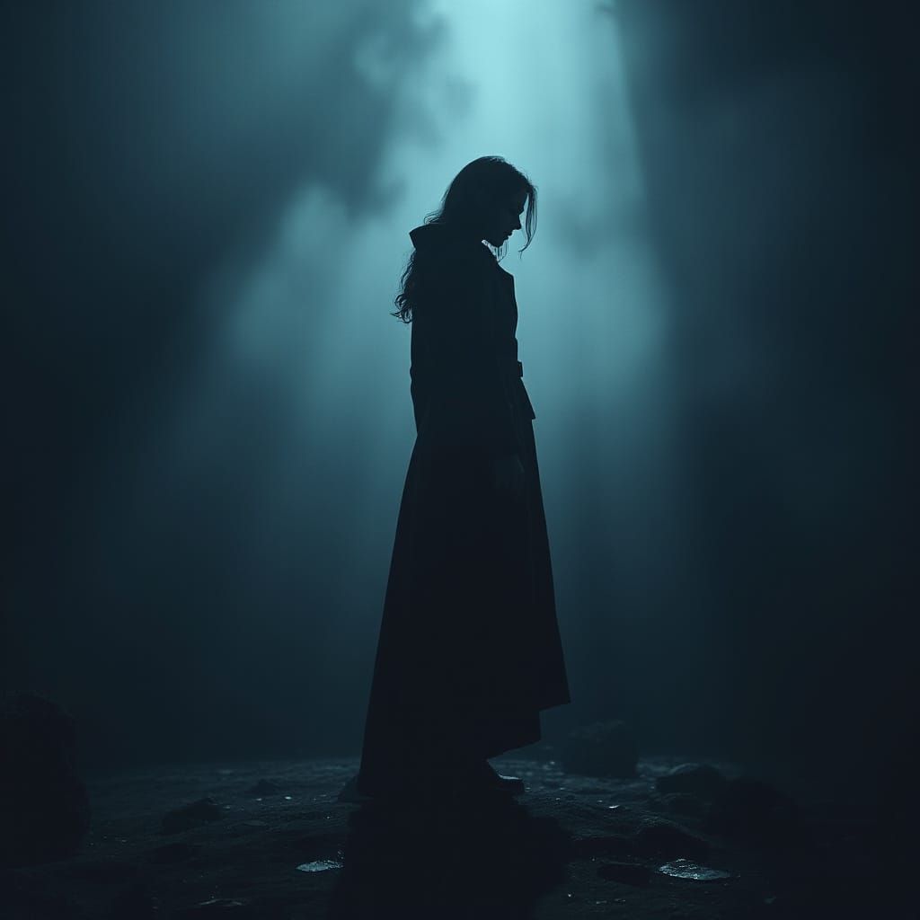 Woman in Shadows: Digital Art Inspired by Mystical Realism