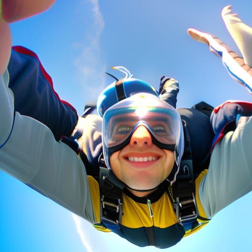 Exhilarating freefall skydive selfie