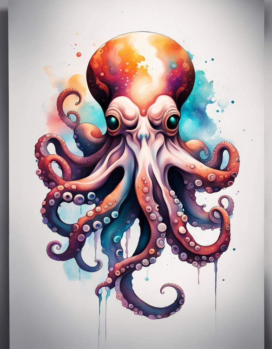 Abstract Octopus Tattoo Design in Space