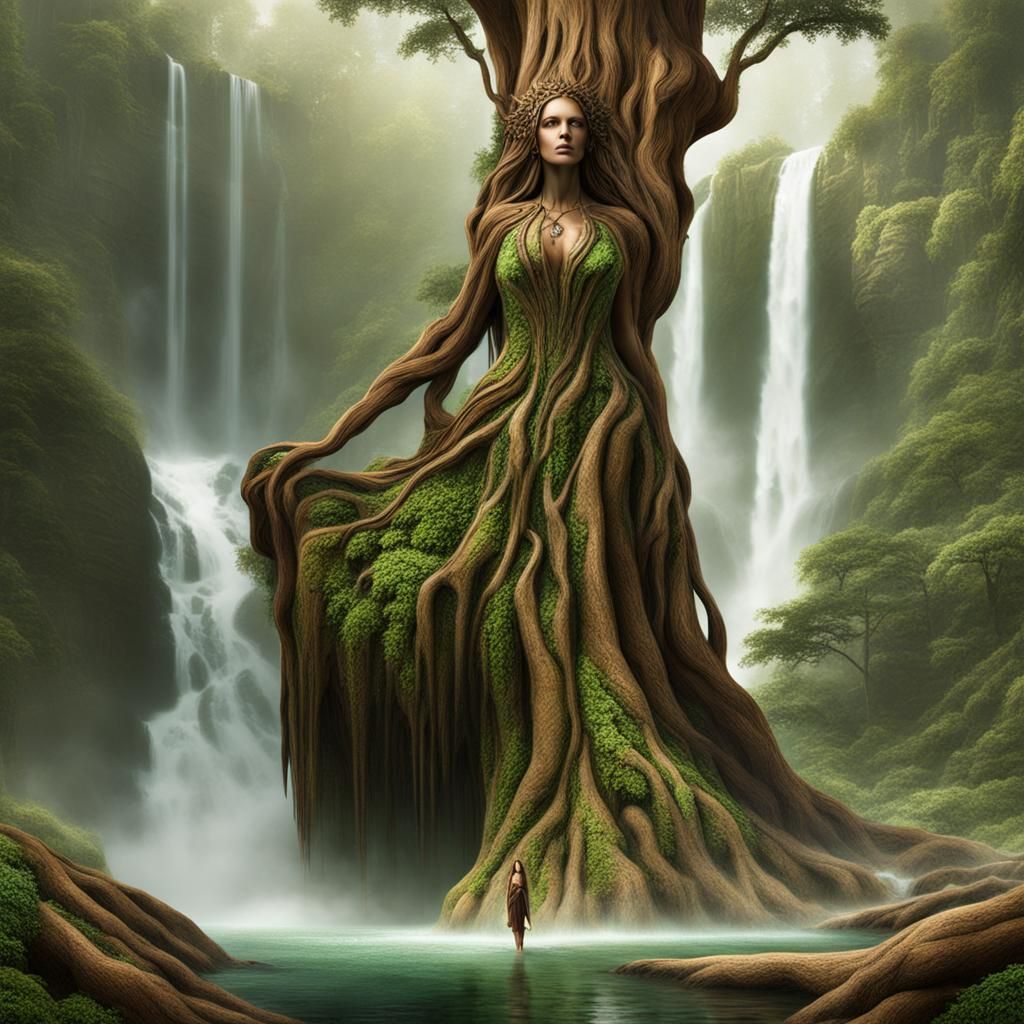 Giant Tree Woman with Waterfall
