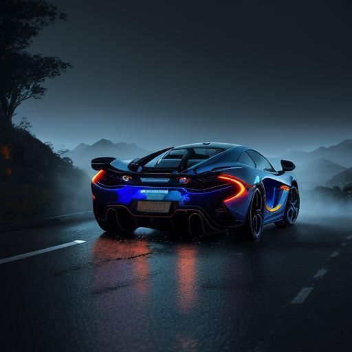 McLaren Drifting on Neon Mountain Road