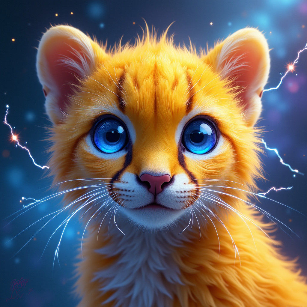 Electric Fluffy Cheetah in Sci-Fi Art Style