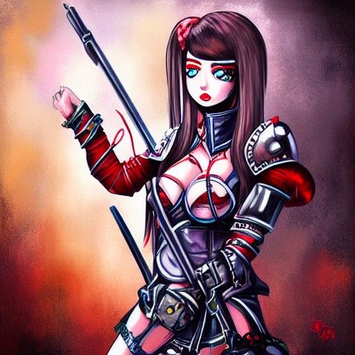 Apocalyptic Anime Girl in Ruined City