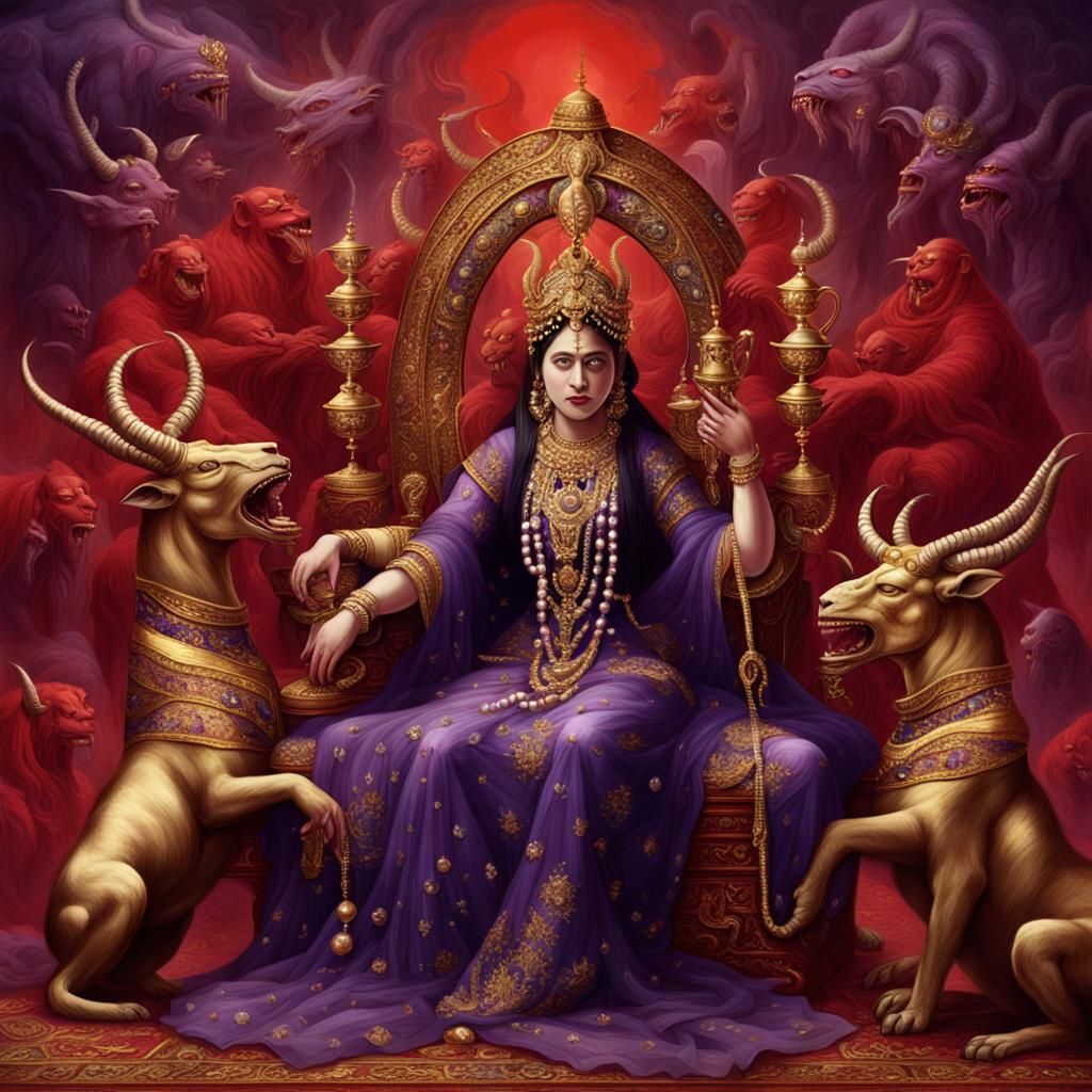 Scarlet Beast and Woman in Purple, Fantasy Art