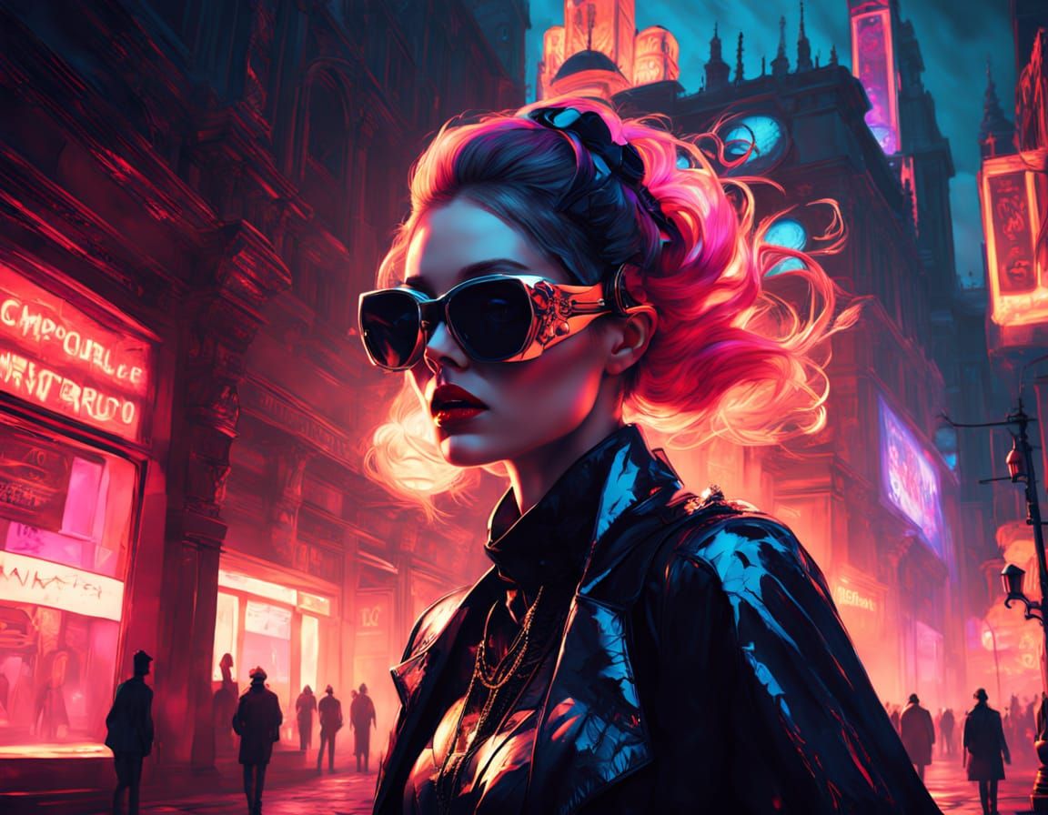 Stunning Cyberpunk Vampire Girl in Los Angeles