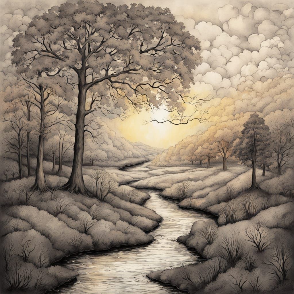 Luminous Evening in a Serene Arboretum