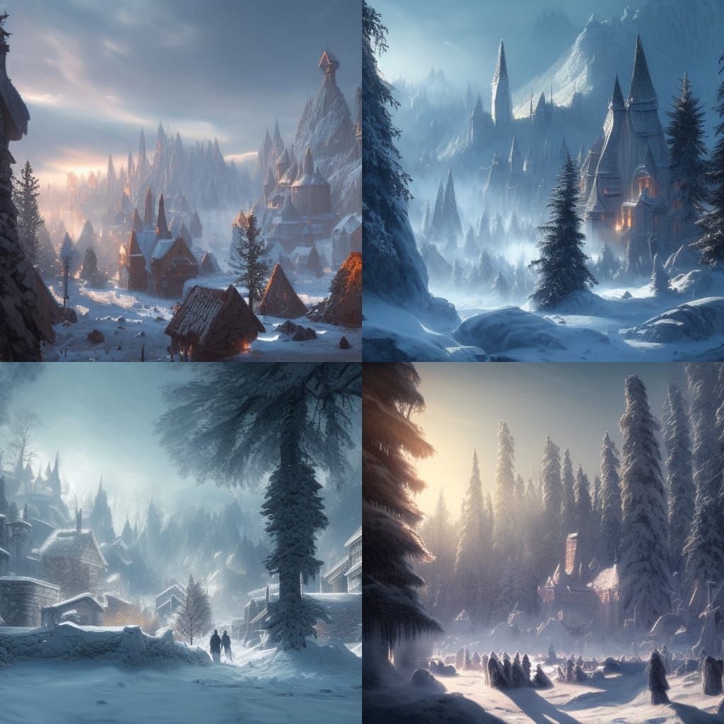 Frost Giant Village in Winter Sun