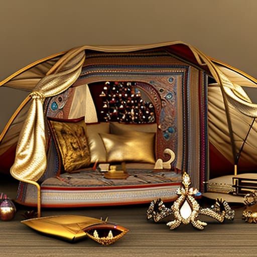 Sumptuous Armchair Amidst Cozy Tent Clutter