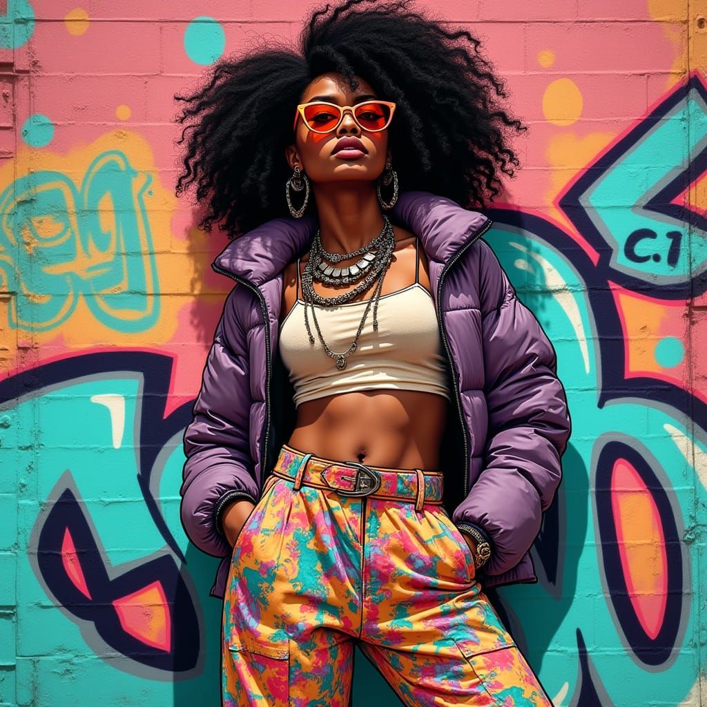 Vibrant Pop Art Portrait of a Confident Young Woman