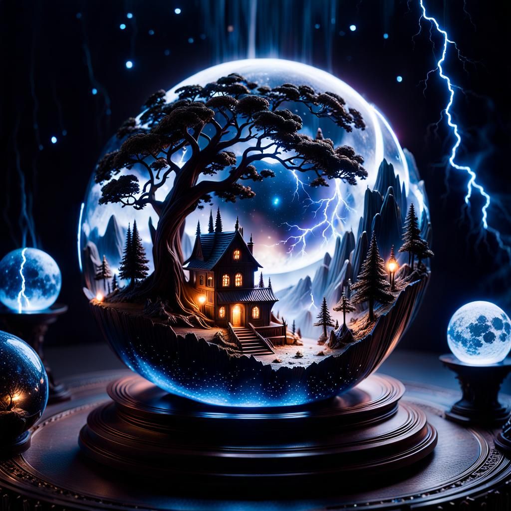 Magic Orb: Miniature Fantasy World, Digital Art