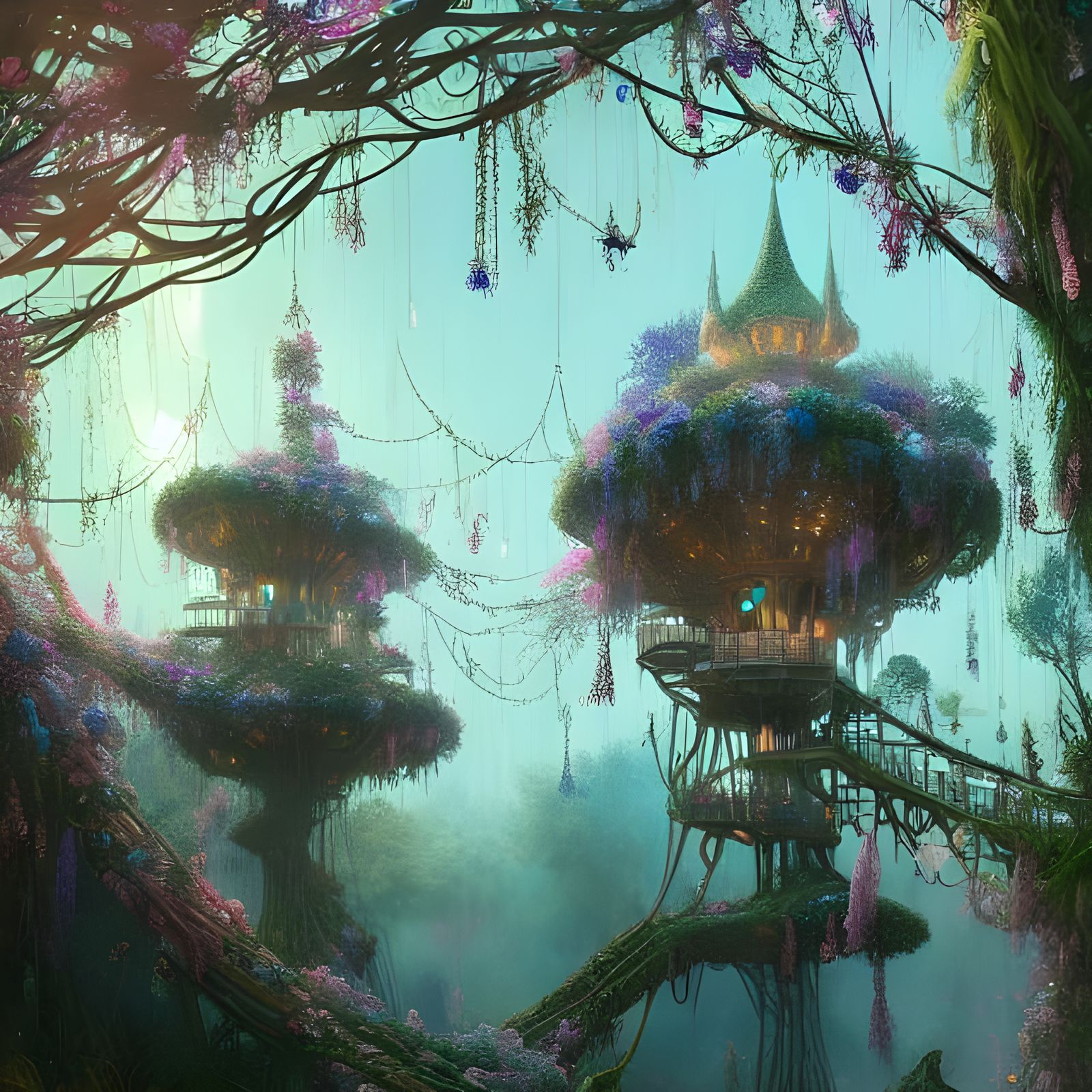 Floral Princess Treehouse with Crystal Stars