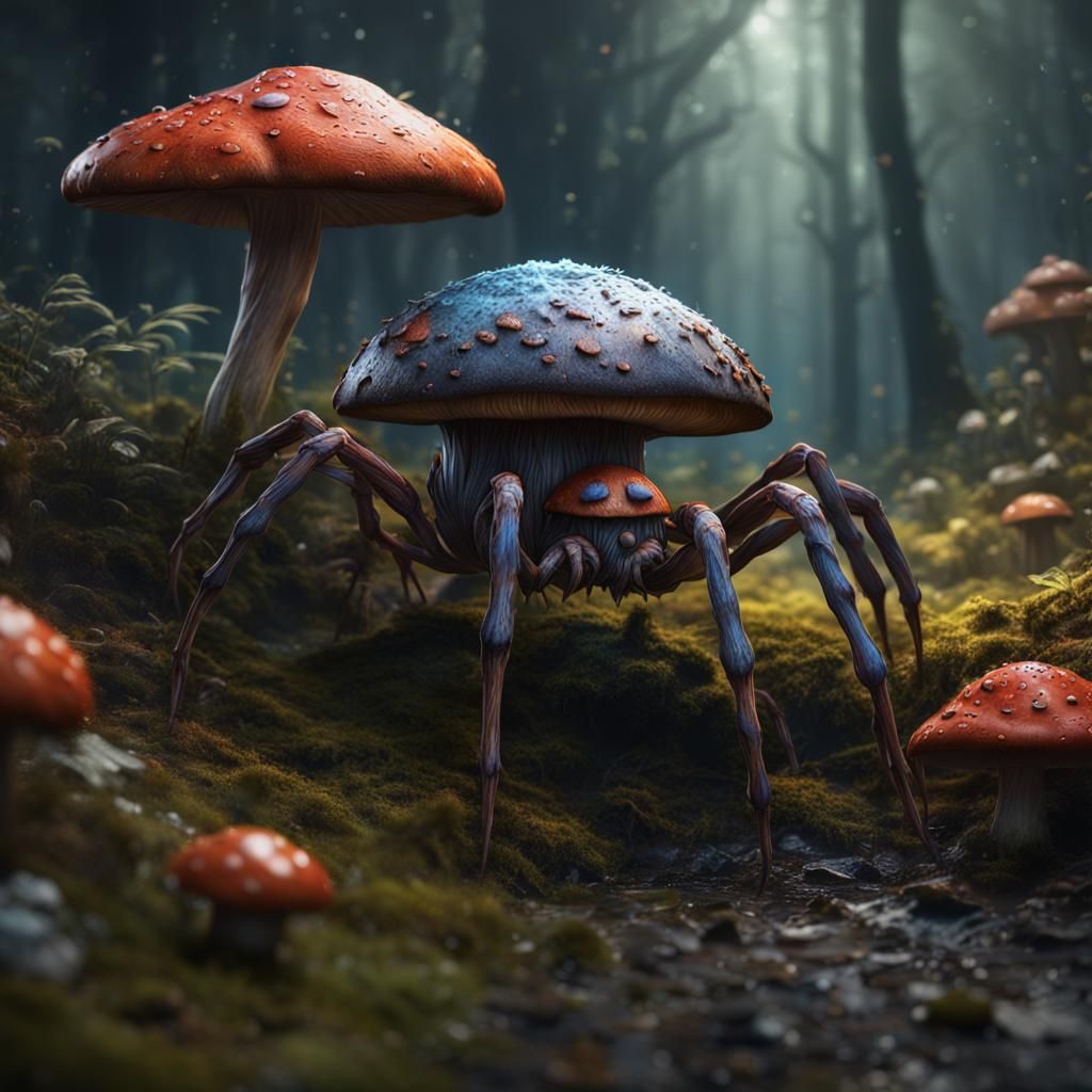 Spider-Legged Mushroom: Detailed Fantasy Concept Art