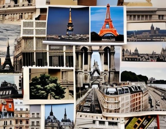 Paris Travel Vision Board in Hyperrealistic Style