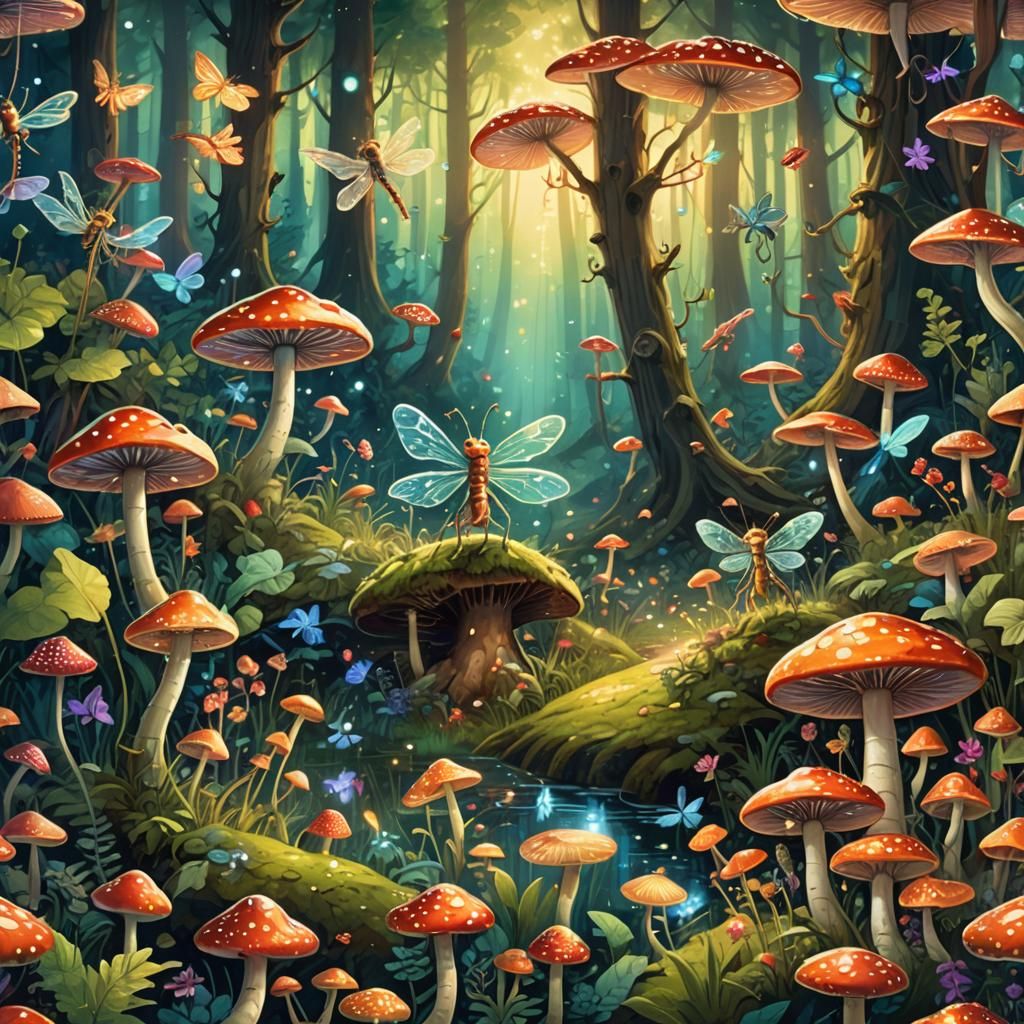 Pixies Dancing in a Sunlit Forest, Cosmic Art