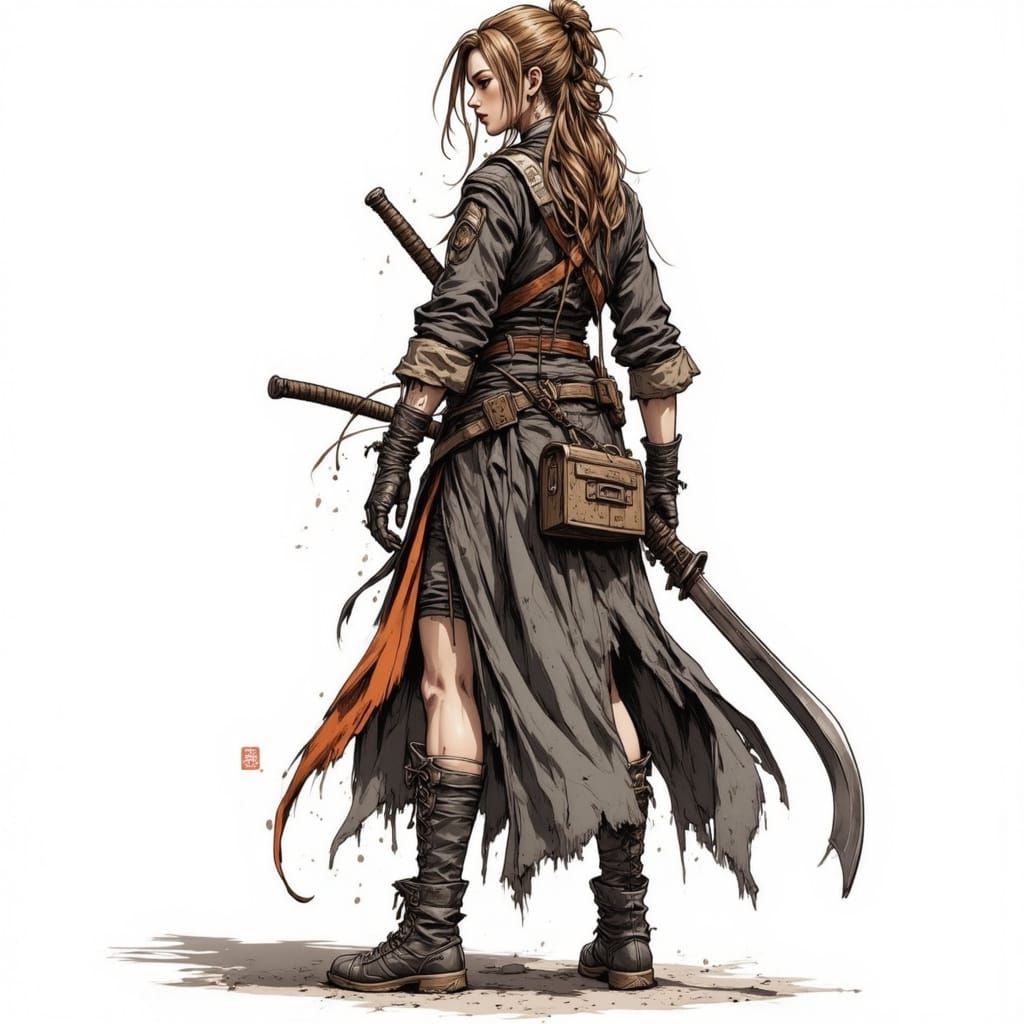 Female Samurai Knight in Anime Art Style