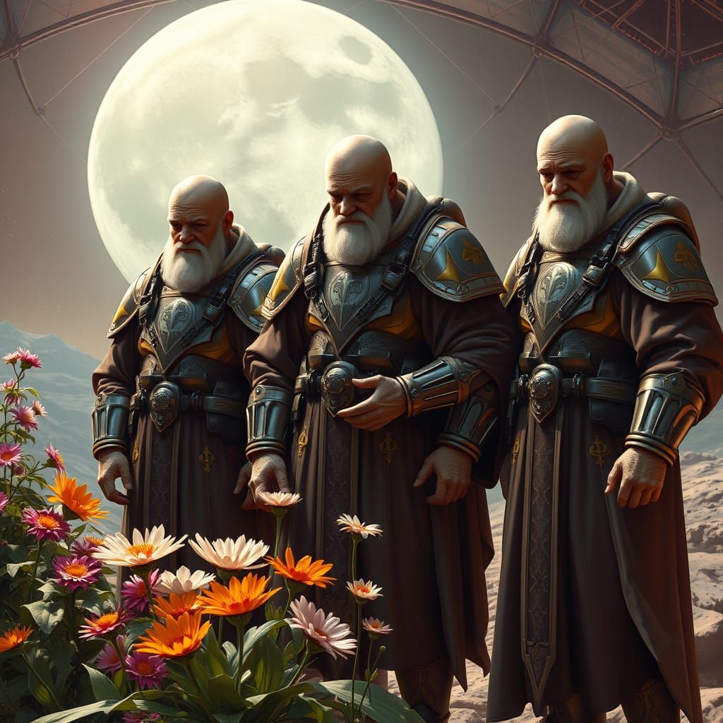 Elderly Clerics Tend to Moon Flowers in Geodesic Dome