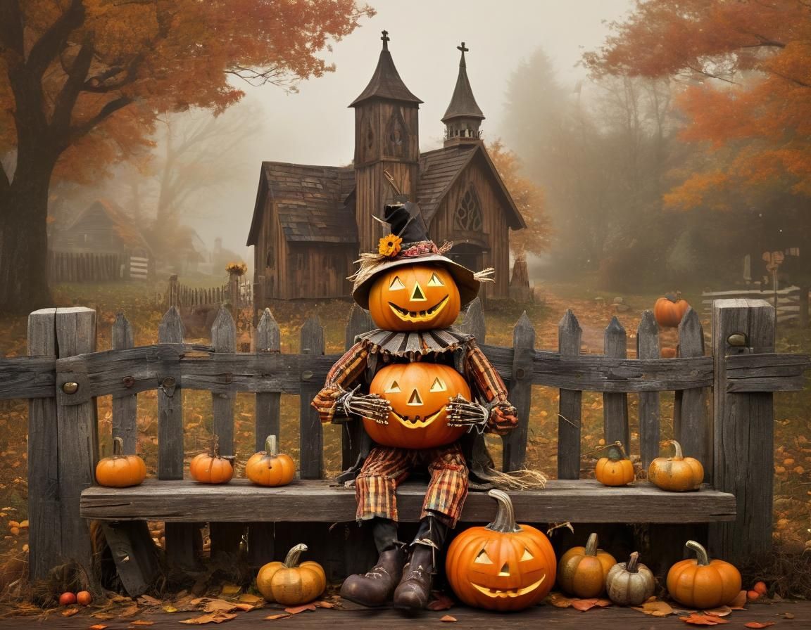 Whimsical Pumpkin Scarecrow's Autumn Serenade