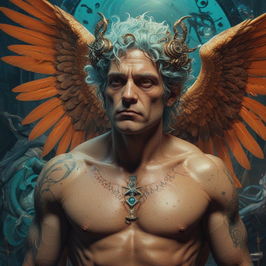 Mollusk-Man With Cherub Tattoos