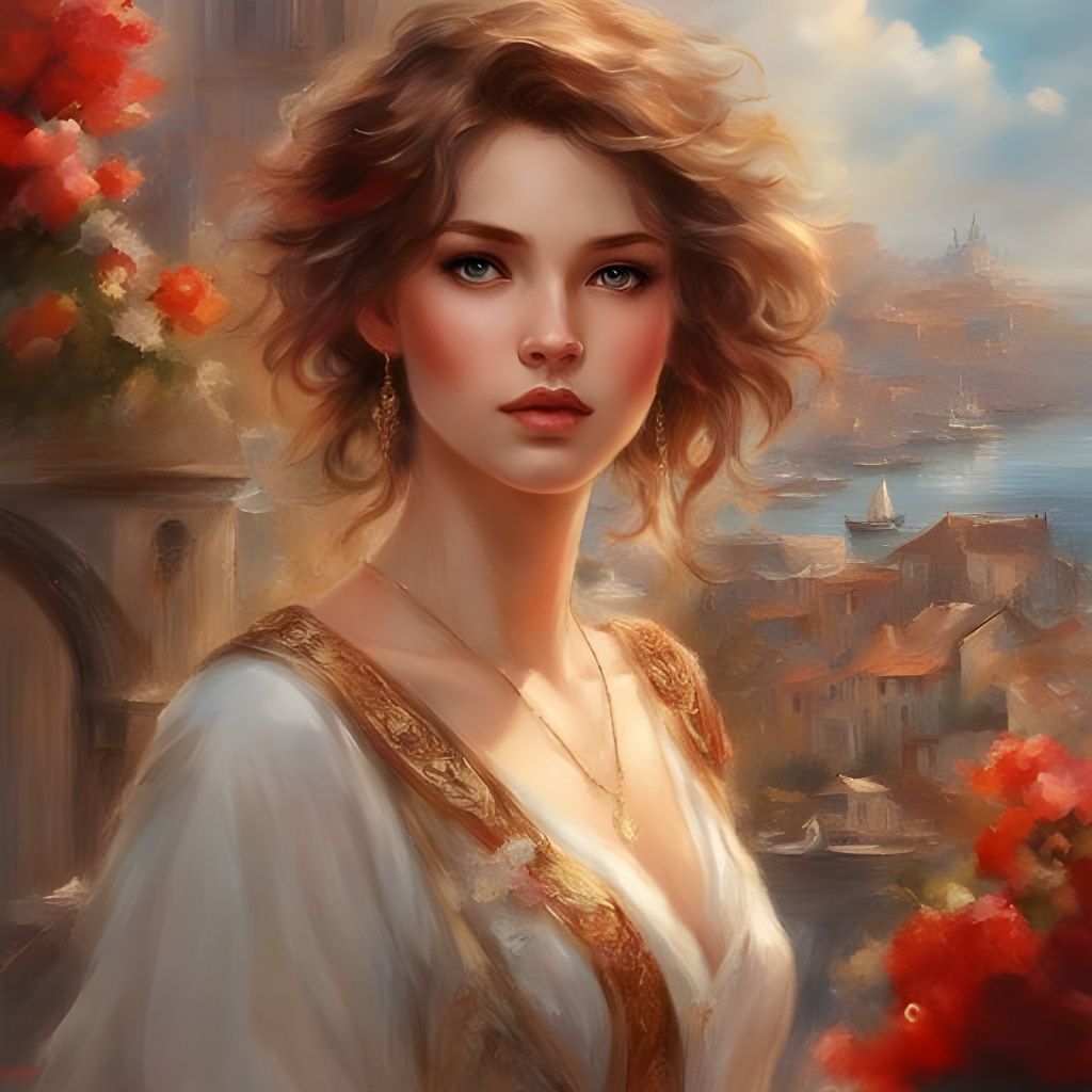 Beautiful French Girl Portrait Near Harbour