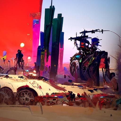 Cyberpunk Desert Landscape in Digital Art Style
