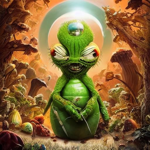 Cute Alien Plant Wizard Baby in Maximalist Style