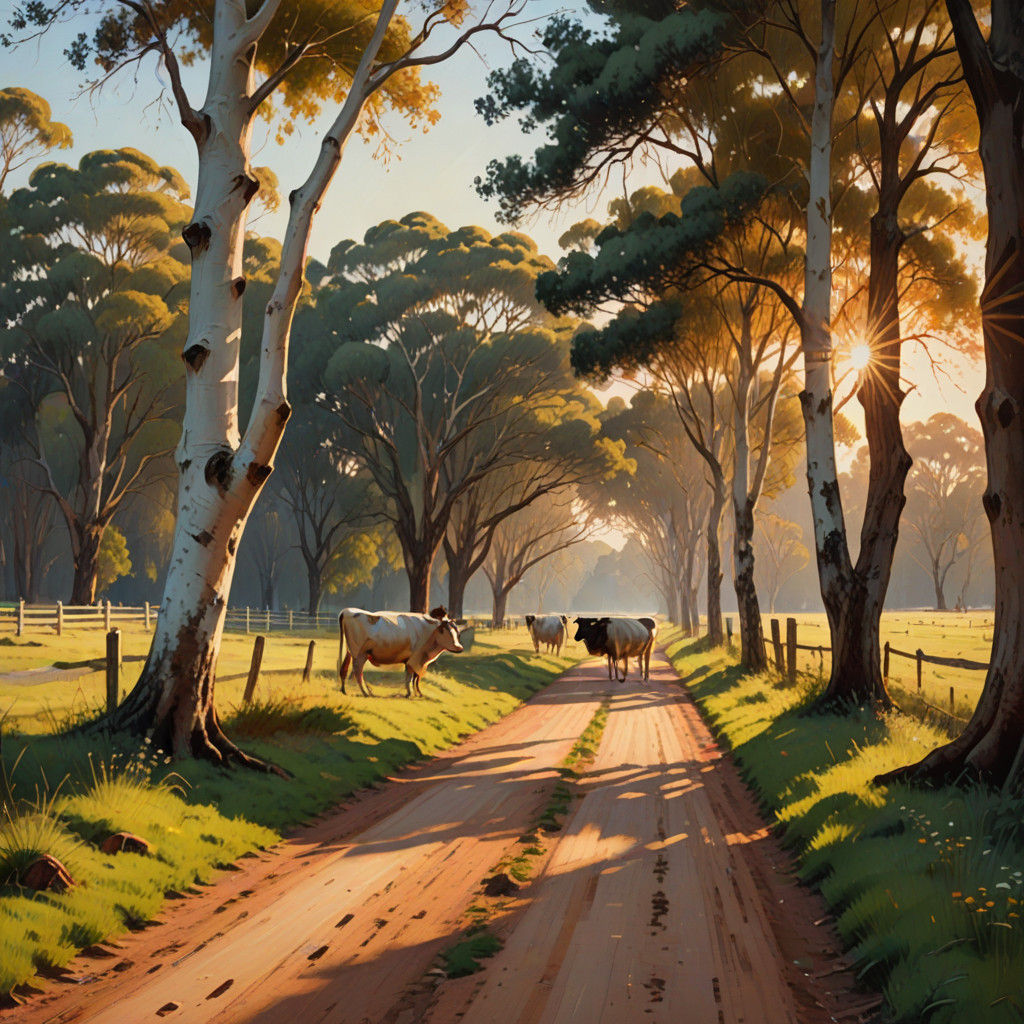 Idyllic Australian Countryside in Warm Golden Light