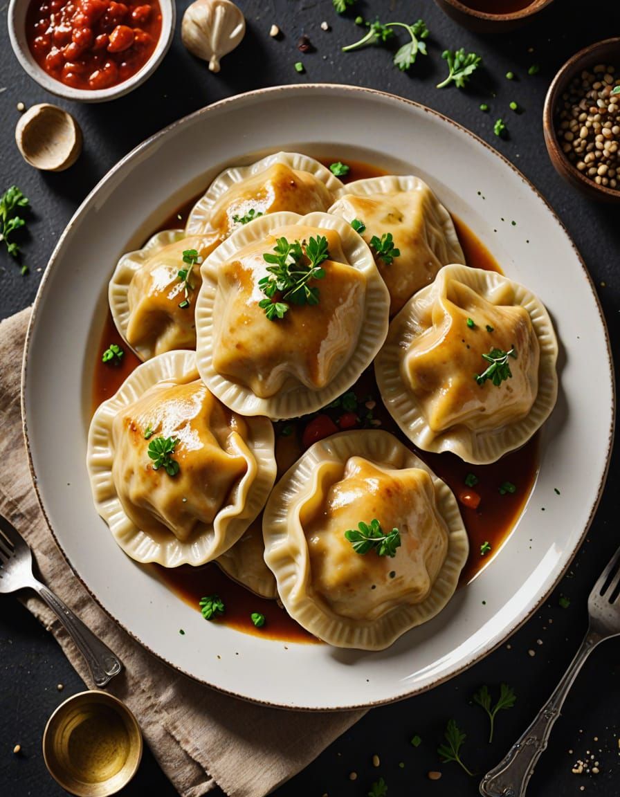 Slavic God of Thunder Pierogi in Traditional Polish Folk Art