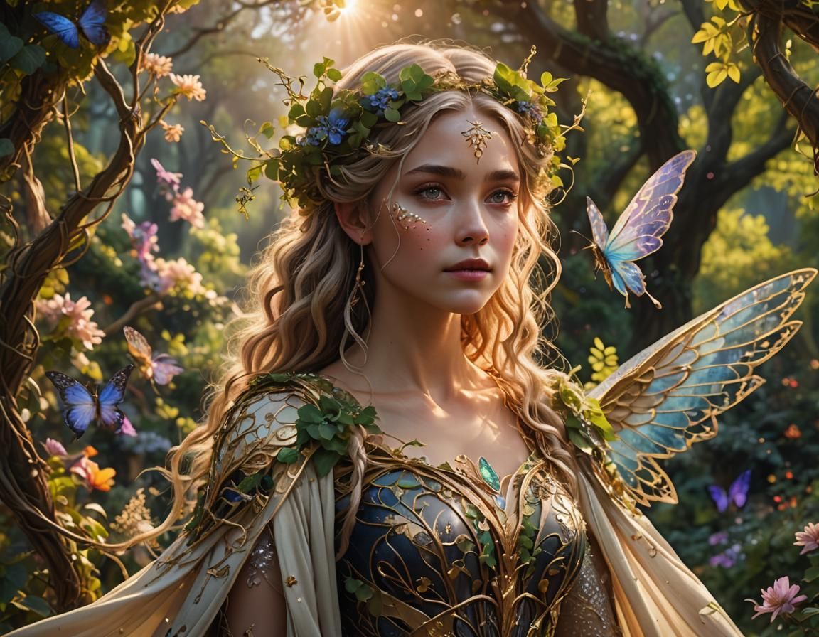 Faerie Queen with Galaxy Eyes and Aurora Wings