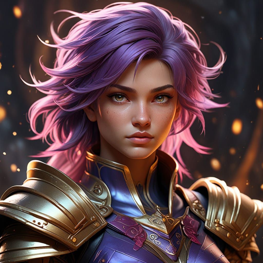 Ethereal Saiyan Warrior Princess in Opulent Armor