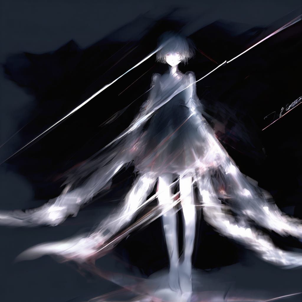 Elegant Cloud Lady in Anime Impressionism Style