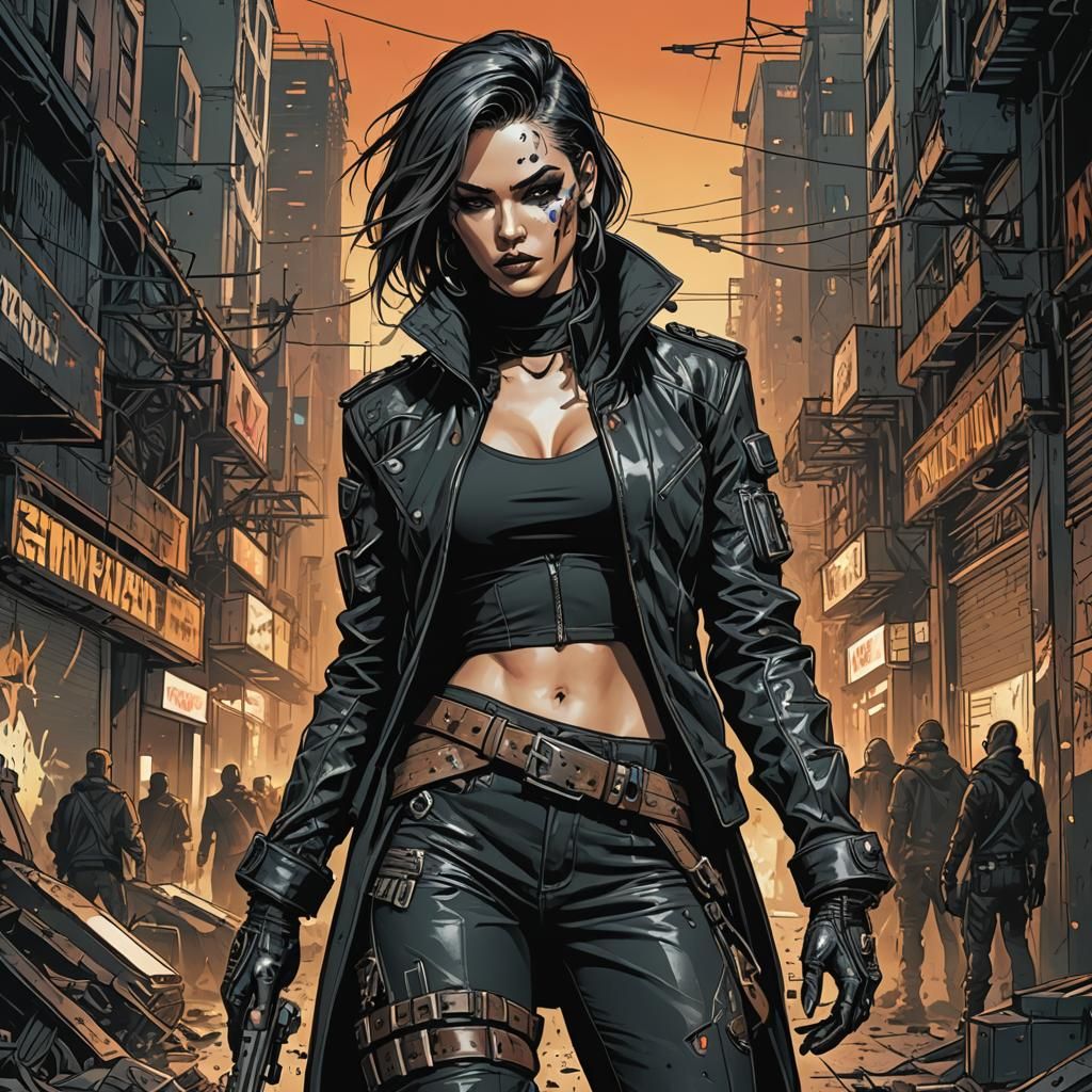 Female Assassin in Dystopian Cyberpunk Concept Art