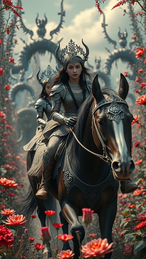 Surrealistic Beauty of Amazonian Warriors in Infernal Botani...