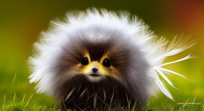 Dandelion Creature in Feather: Digital Fantasy Art