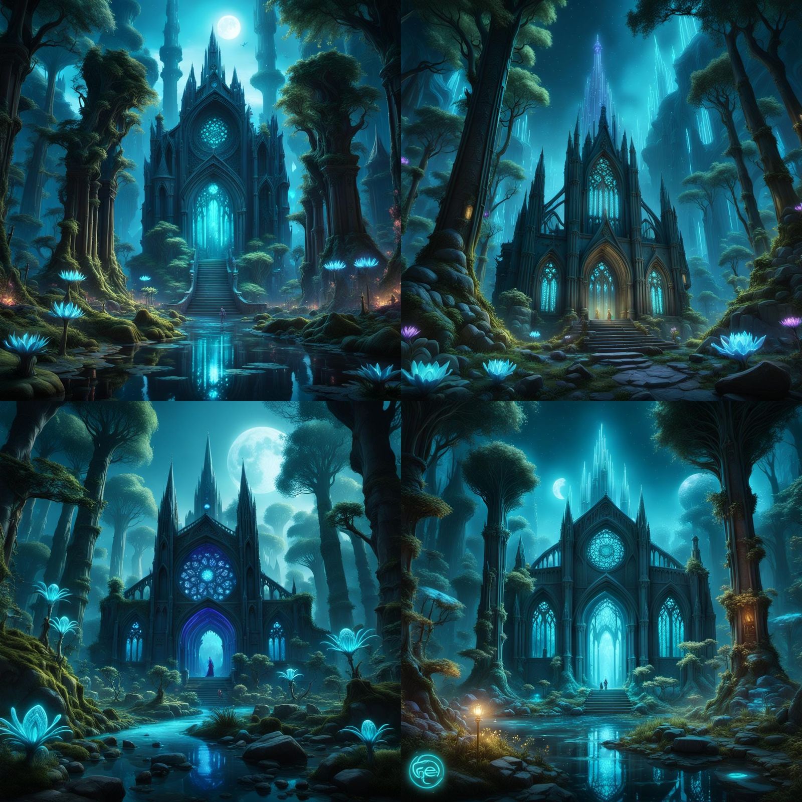 Bioluminescent Arcane Forest Cathedral City