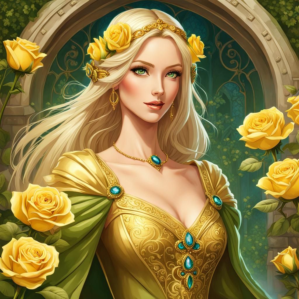 Fantasy Maiden in Rose Garden, Anime Style