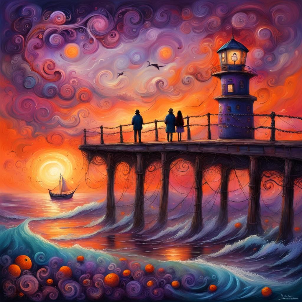 Surreal ocean sunset