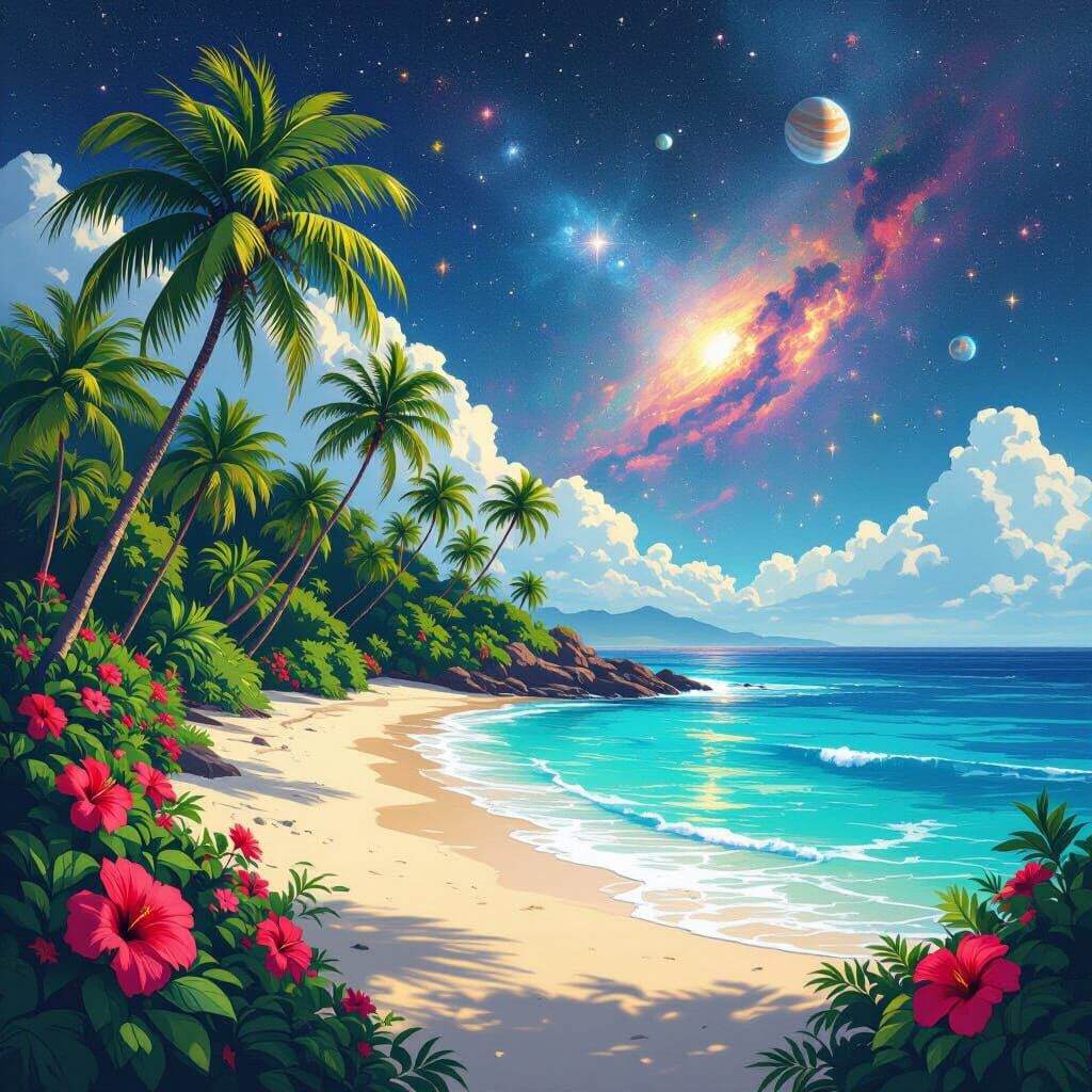 Paradise Island Meets Outer Space Sky