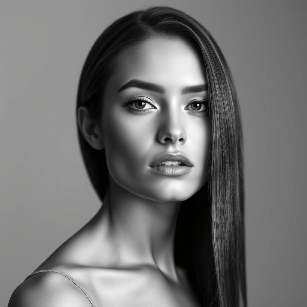 Modern Black and White Portrait of a Supermodel in Close-Up ...