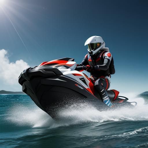 Squid Astronaut on Jet Ski Spacecraft