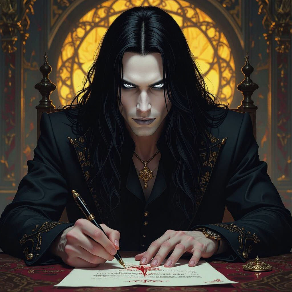 Mysterious Vampire Signs Document in Dark Fantasy Art