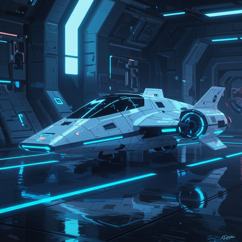 Futuristic Spacecraft Inspired by Syd Mead in Digital Art