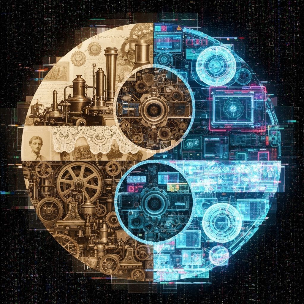 Yin Yang Collage: Victorian Meets Cyberpunk