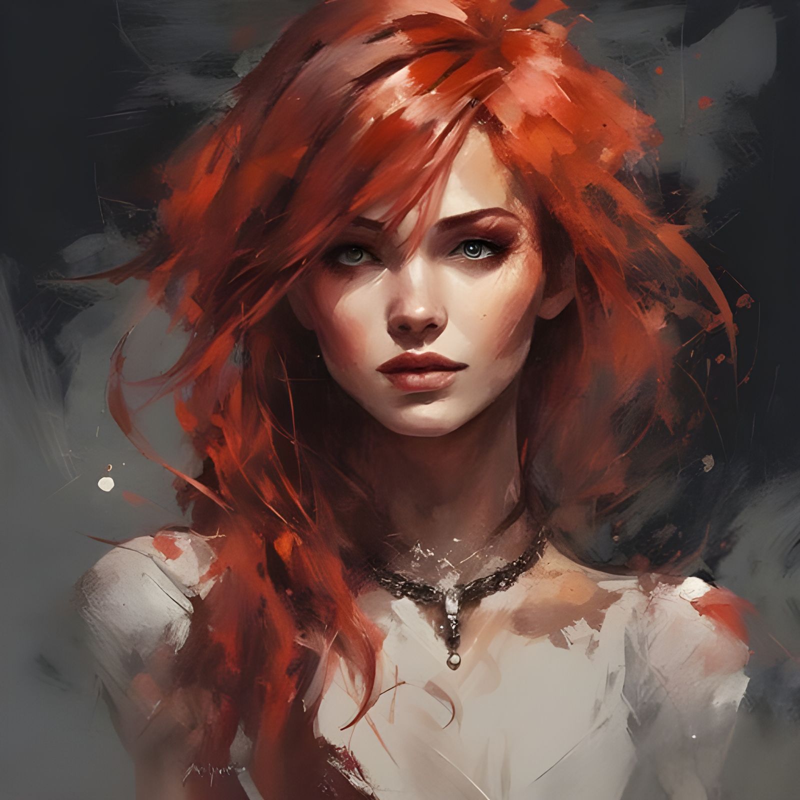 Portrait of a Beautiful Red-Haired Tatar Girl