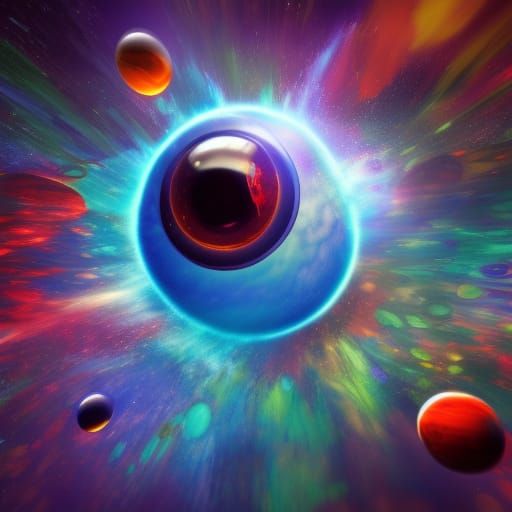 Psychedelic Vertex Landscape with Flying Eyeballs