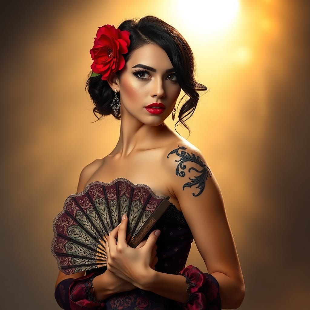 Elegant Flamenco Woman in Cinematic Dramatic Style
