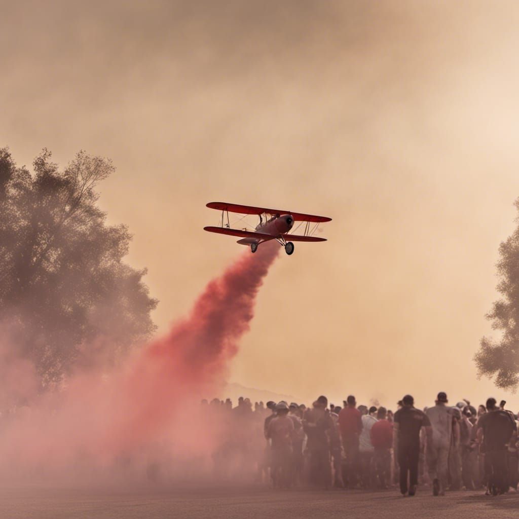 Red Pylon Racer at Dusk with Smoke Trail