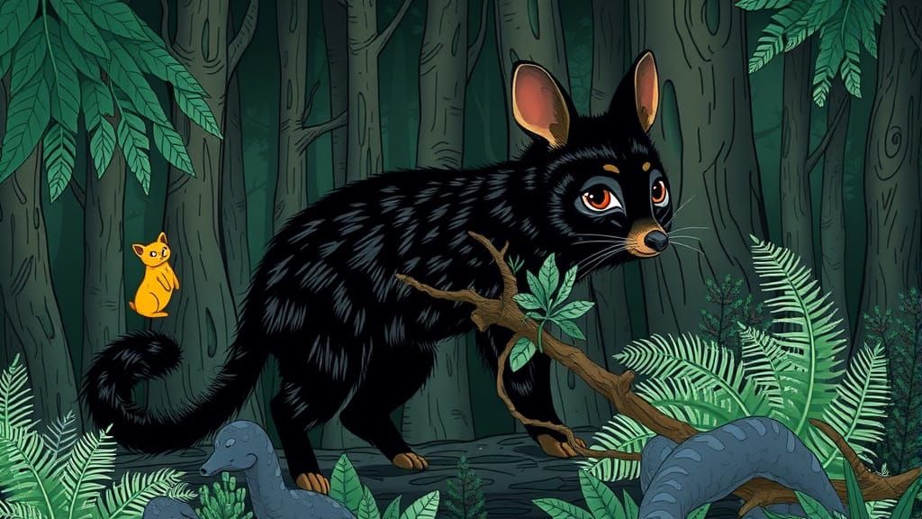 Thylacine in Tasmanian Forest: Dreamlike Digital Art