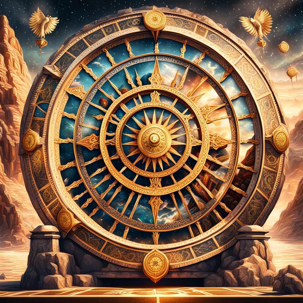 Wheel of Fortune Tarot Card, Digital Matte Painting